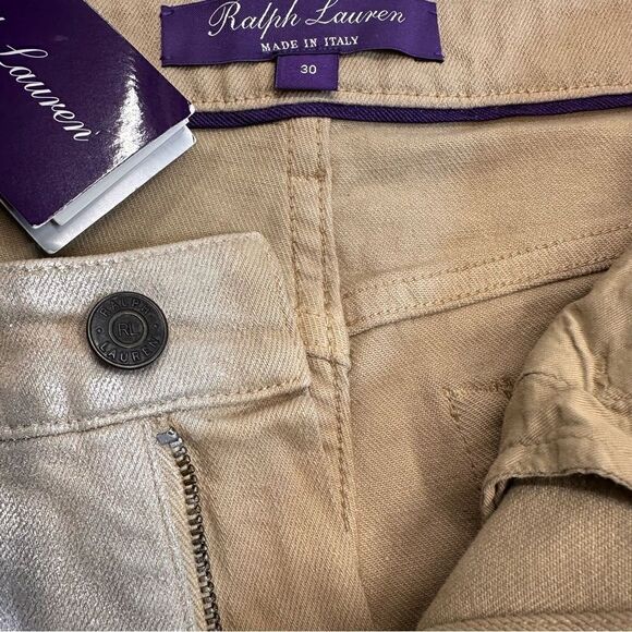 Ralph Lauren Pre-Spring Collection Sand Pearlescent Foil 160 Skinny Stretch Jean - Picture 7 of 16